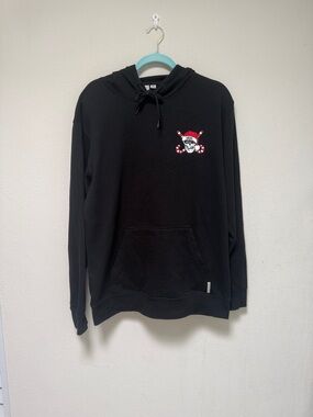 Vans Black Men's Hooded Pullover Sweatshirt - Skull & Candy Cane Graphic